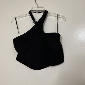 LE LIS Asymmetrical strappy cropped halter minimalistic top size Large